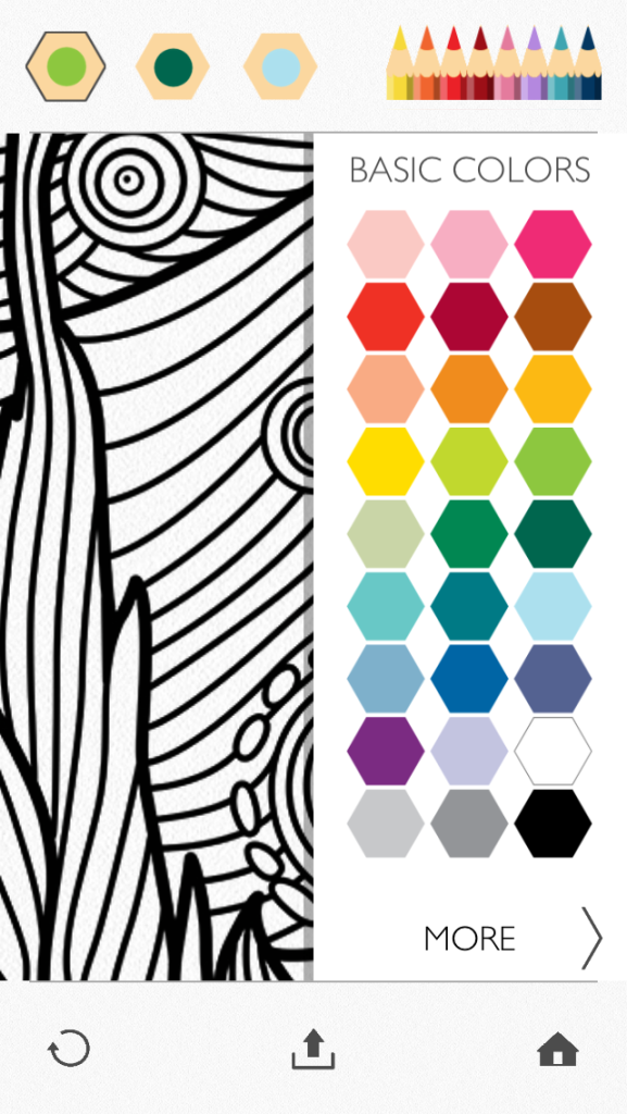 Screenshot - the standard Colorfy color palette